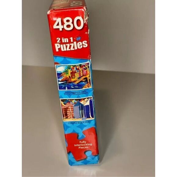 Cra-Z-Art - 2 in 1 Riomaggiore, Italy and Colorful Beach Huts - 480 Piece Puzzle - Picture 3 of 6